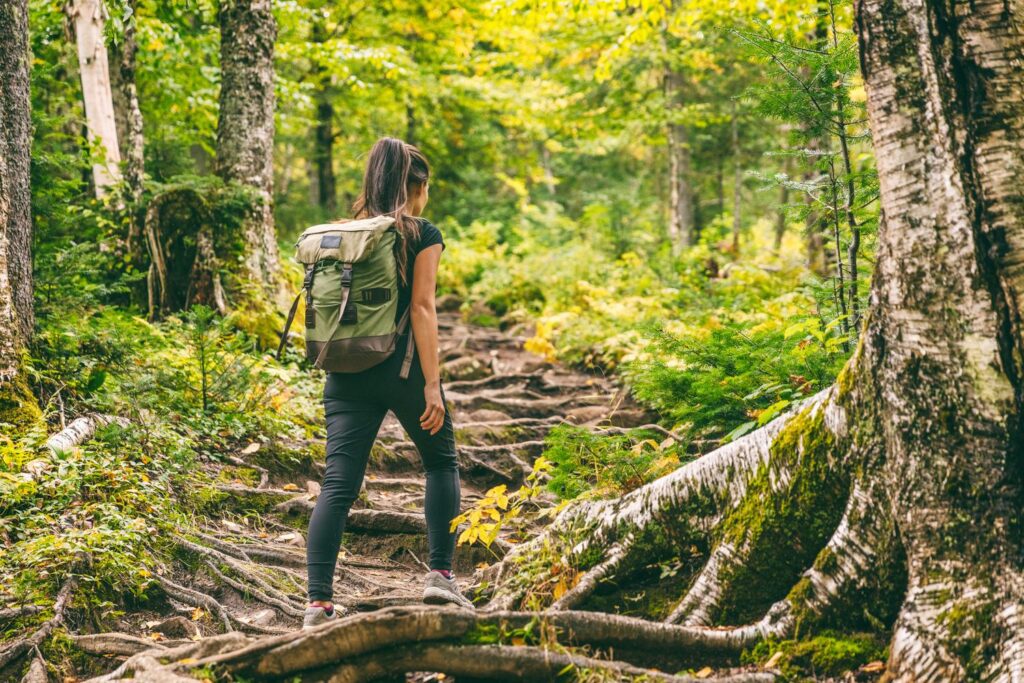 picture of a girl walking around the nature in the best resort in ranikhet